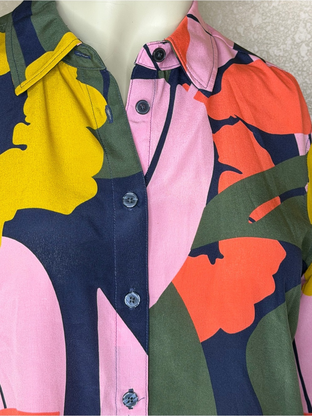 Boden Silk Blouse in Pink, Yellow, Navy & Olive - Picture 2 of 5